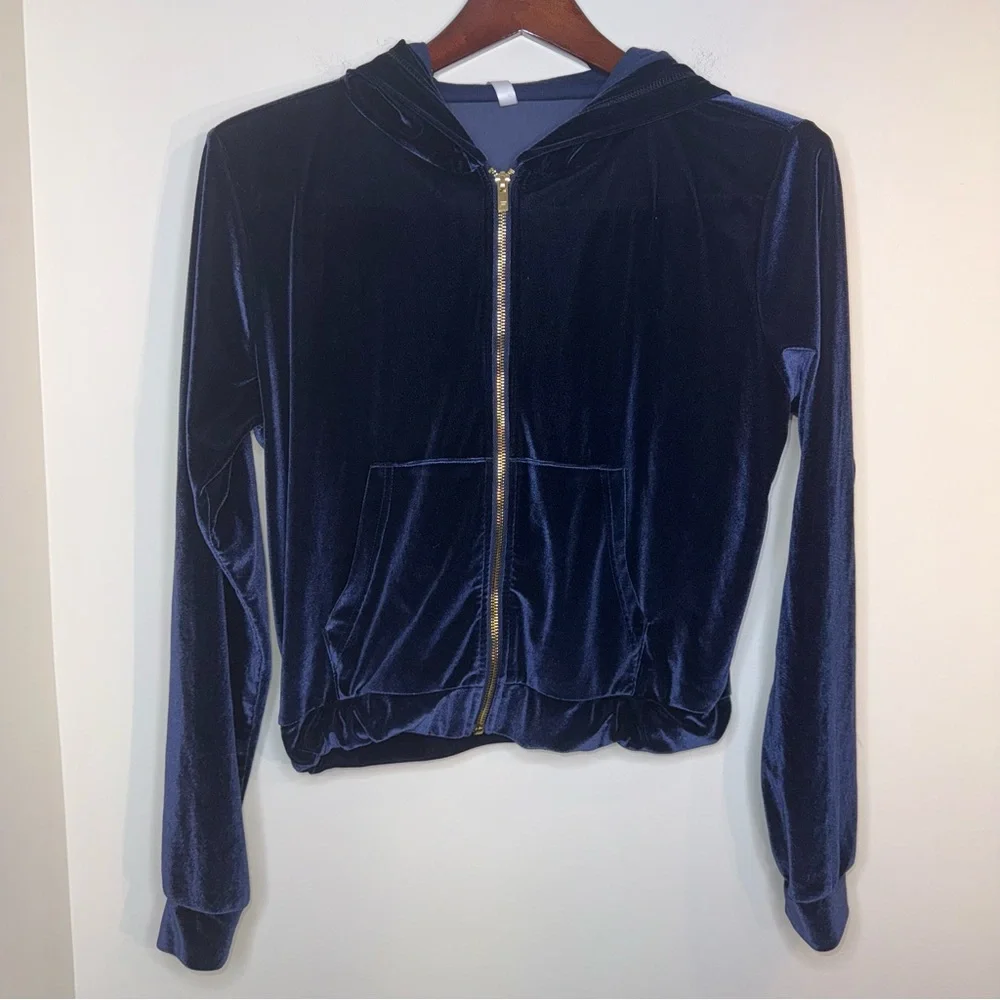 Fabletics Midnight Blue Velvet Donna Velour Hoodie - Picture 5 of 8